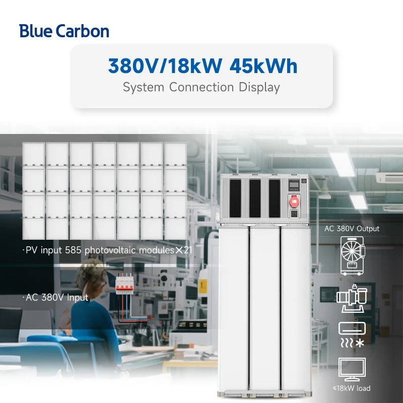 Blue Carbon Lithium Battery With Inverter And Solar Panel 380V Three Phase 18kW All in One Solar Power System manufacturers